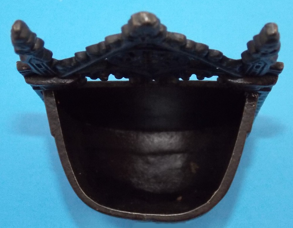 Victorian Cast Iron Match Holder W/Striker Gothic Gargoyle Grumpy Face 7.5"