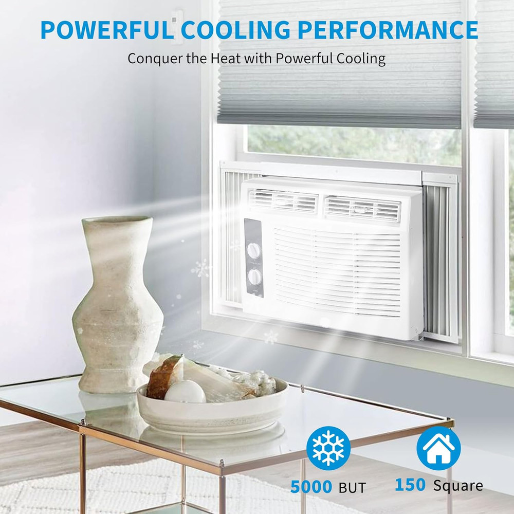 5000 BTU Window AC Unit - Quiet, Energy-Efficient Cooling with Remote Control