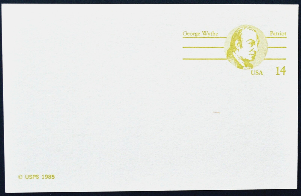 1985 US Sc #UX108 postal card, 14 cent, mint, sharp corners, excellent condition