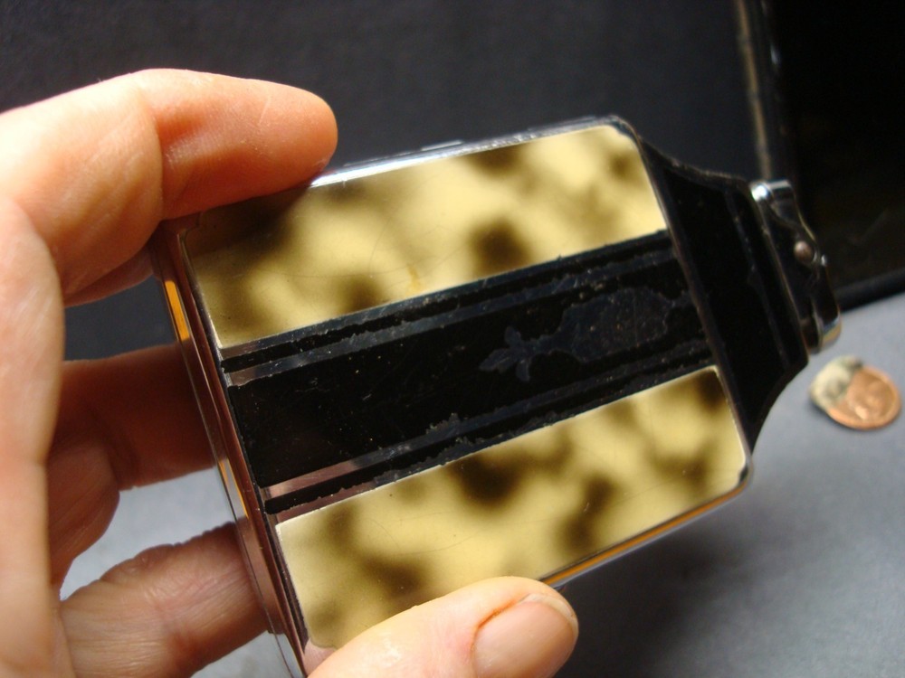 Vtg Ronson Cigarette Case Lighter-Tortoise Shell Enamel-Working-Never Lit