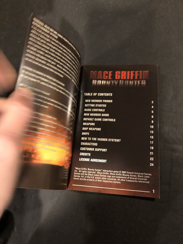 mace griffin bounty hunter ps2 Manual only