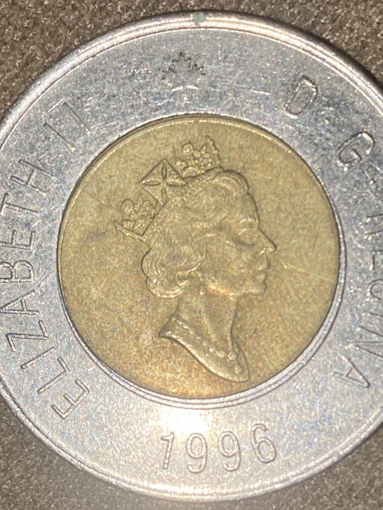 1996 Canada $2 Dollars Off Center Error