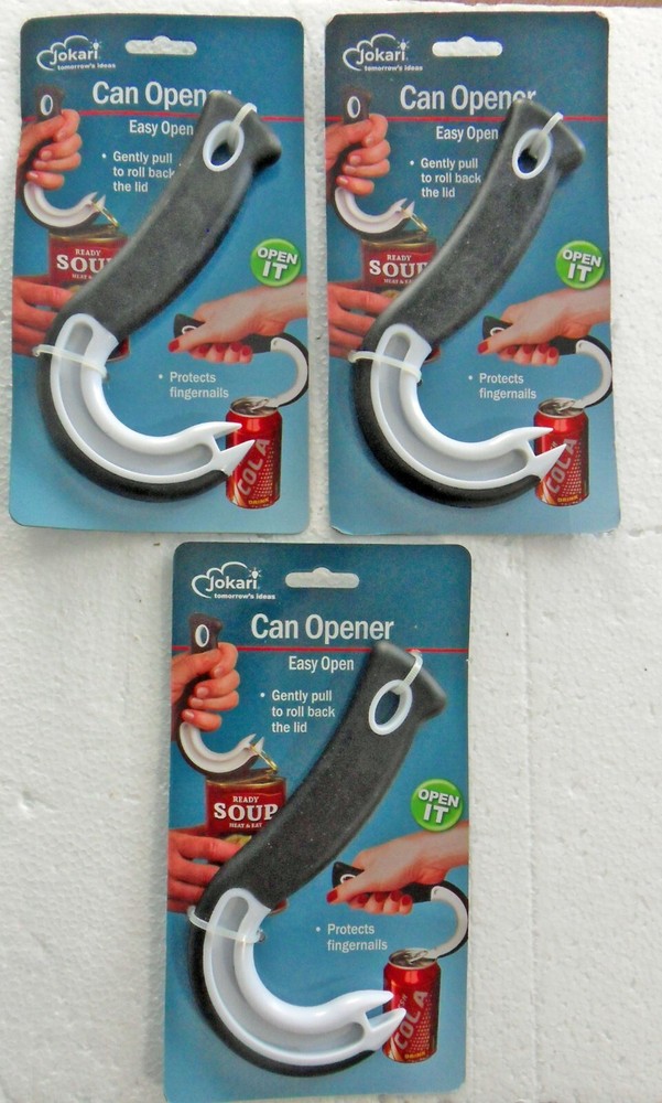 3 New Jokari Ring Pull Can Openers- Easy Open Ring Pull Cans Free US Shipping