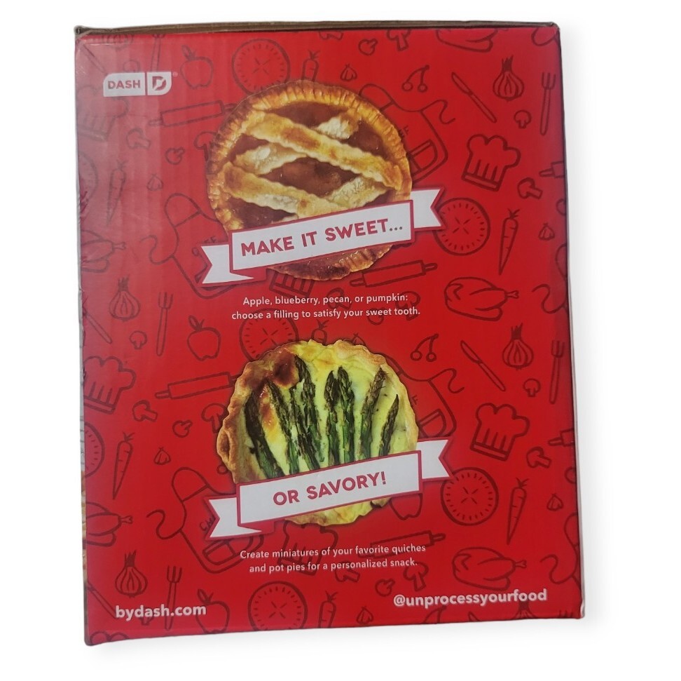 Dash Mini Pie Maker Red Non-Stick With Dough Cutter New