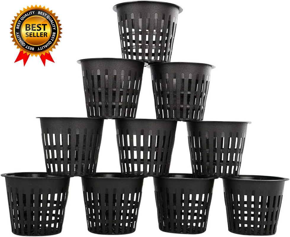 50 Pack 3 Inch Net Pots Cups for Hydroponics, Slotted Mesh Net Cups