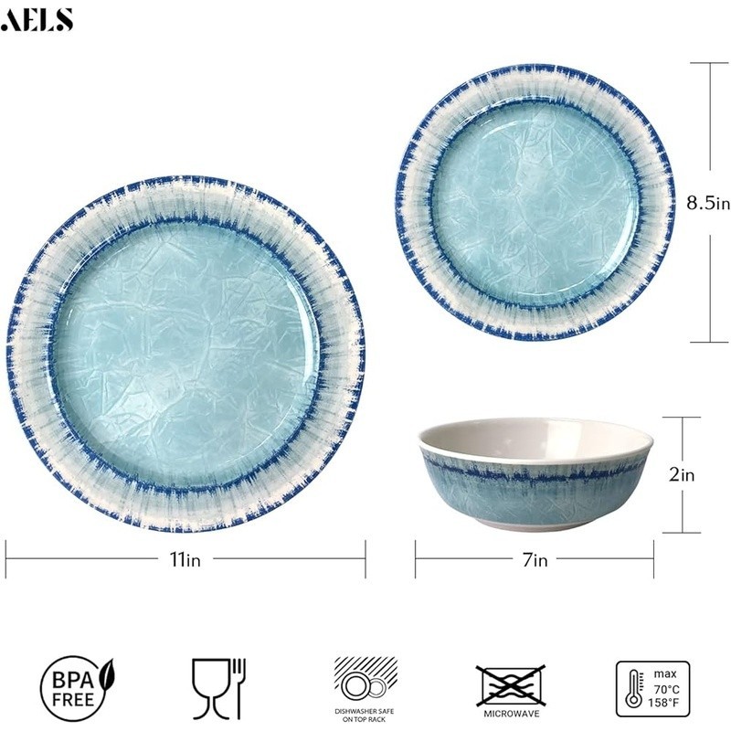 Durable Melamine Dinnerware Set 12 Pieces 4 Dishwasher Safe Chip Resistant New