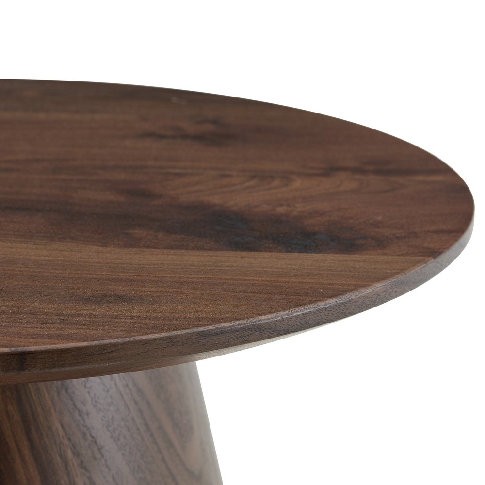 Walnut wood grain medium density fiberboard circular coffee table - diameter 2