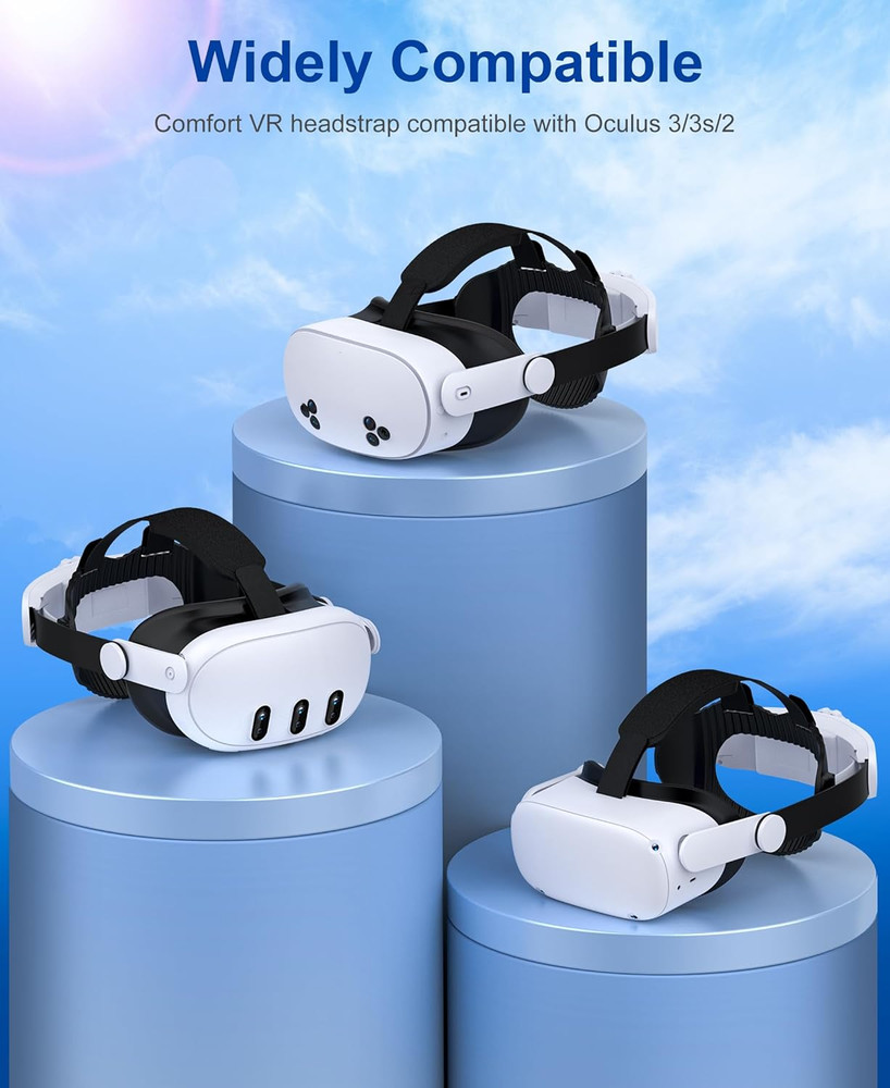 Upgraded Comfort Head Strap for Meta Quest 3/3S/Quest 2 - Adjustable Elite Strap