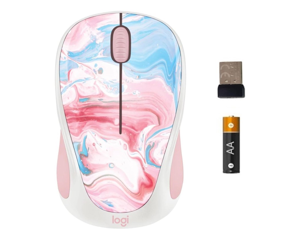 Logitech M317 Wireless Mouse 1K DPI Optical Tracking USB Receiver Cotton Candy