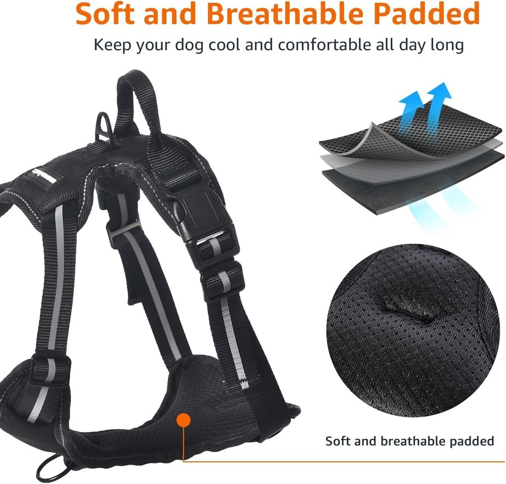 Prime Trail Supply No-Pull Dog Walking Harness – Adjustable, Reflective S-XL