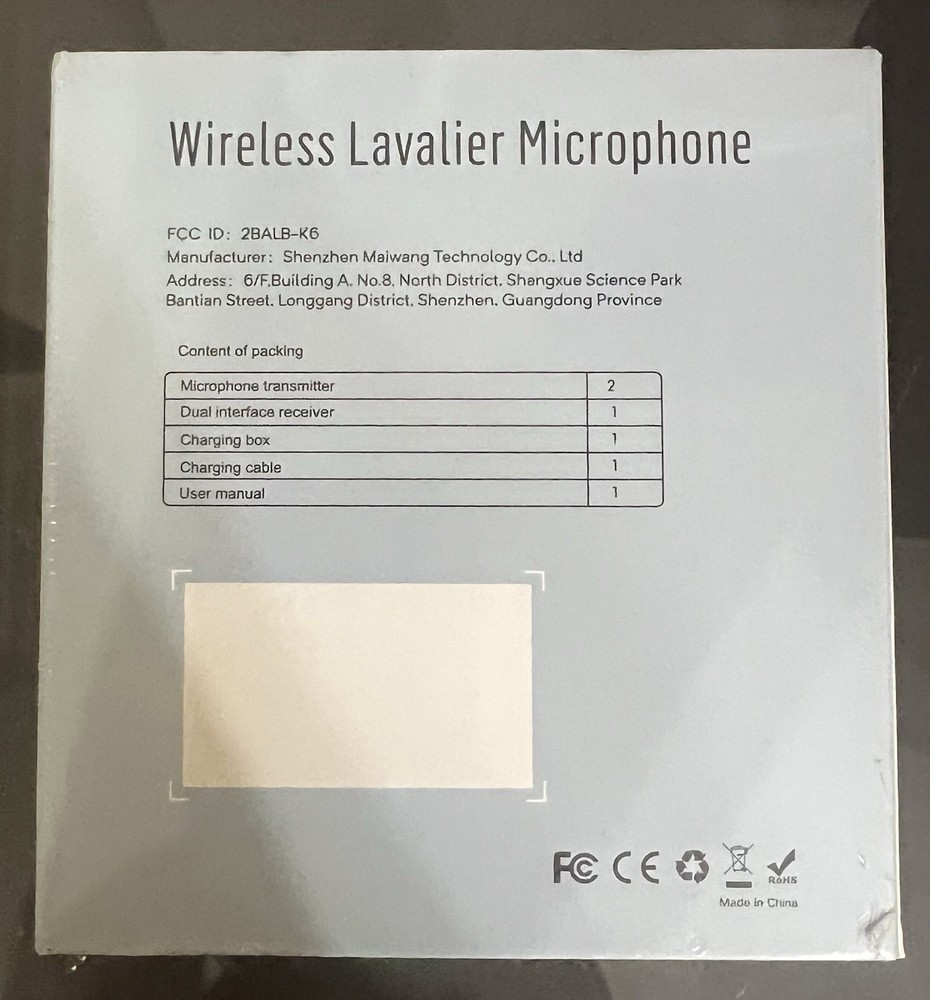 Wireless Lavalier Microphone Model J68