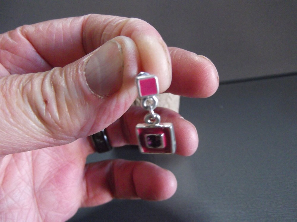 1 Pair Old 1"in Pink Square Studs