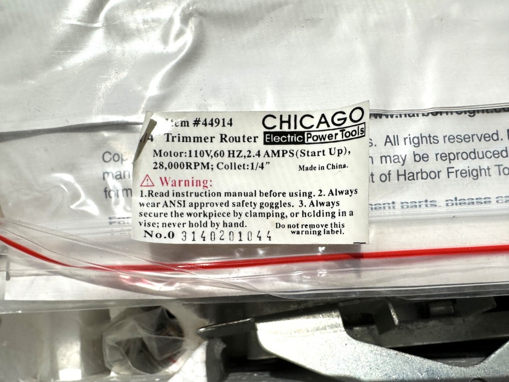 CHICAGO 1/4 INCH TRIMMER ROUTER ITEM # 44914