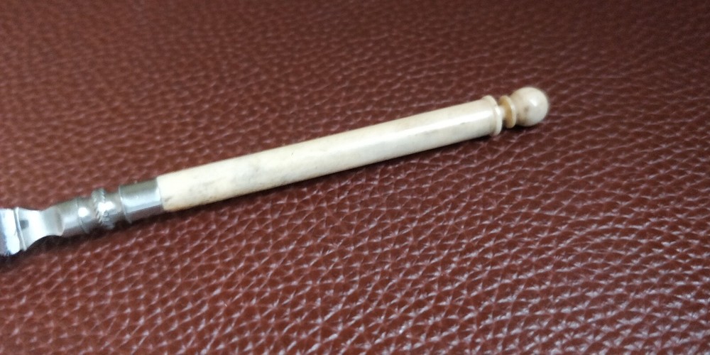 Vintage Antique drafting Pen with white handle Bone? or similar material