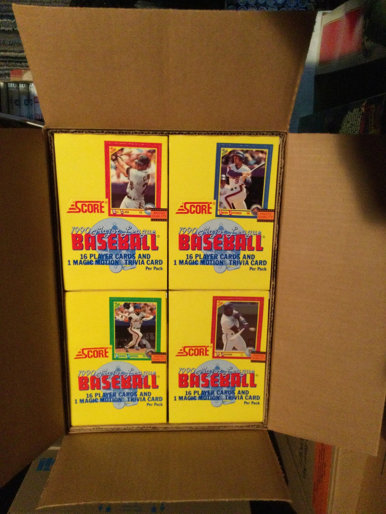 1990 SCORE BASEBALL BOX,36 PACKS PER BOX,FROM A FRESHLY OPENED CASE