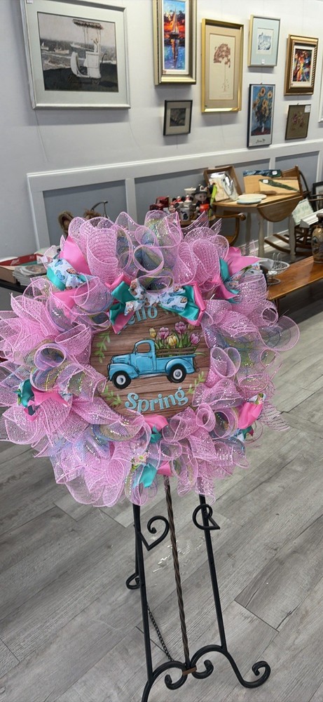 Spring Wreath Pink, Purple & Blue 24”