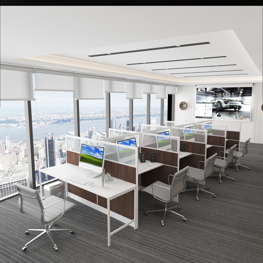 4x2 supervisor  & 3X3 Cubicles -51″ H- 9 MAN U Shape Glazed Office Call Cente...