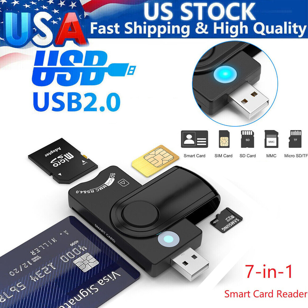 7-in-1 for Computer USB2.0 TF SD SIM ID Memory Card Multifunction Reader Adapter