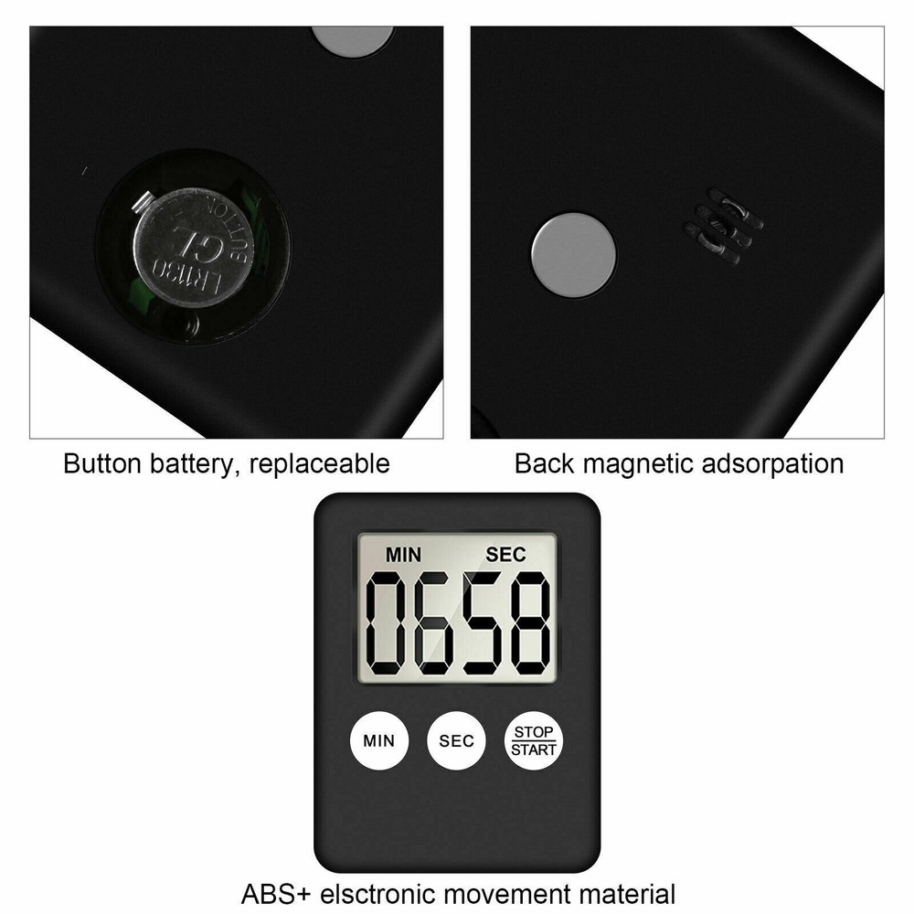 2PACK Magnetic LCD Digital Kitchen Timer Count Down Egg Cooking, Loud Alarm