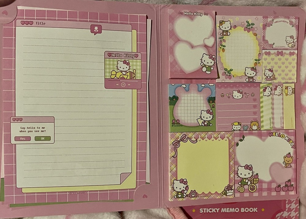 Sanrio Hello Kitty 11 Differnt Sticky Post It Notes Unique Set Paper School New