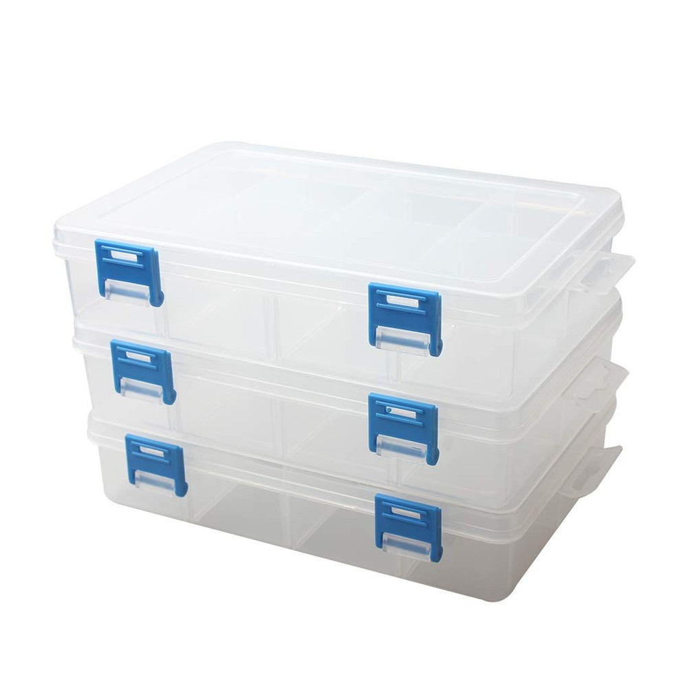3 Pack Plastic Parts Storage Case and Adjustable Divider Box for Hardware and...