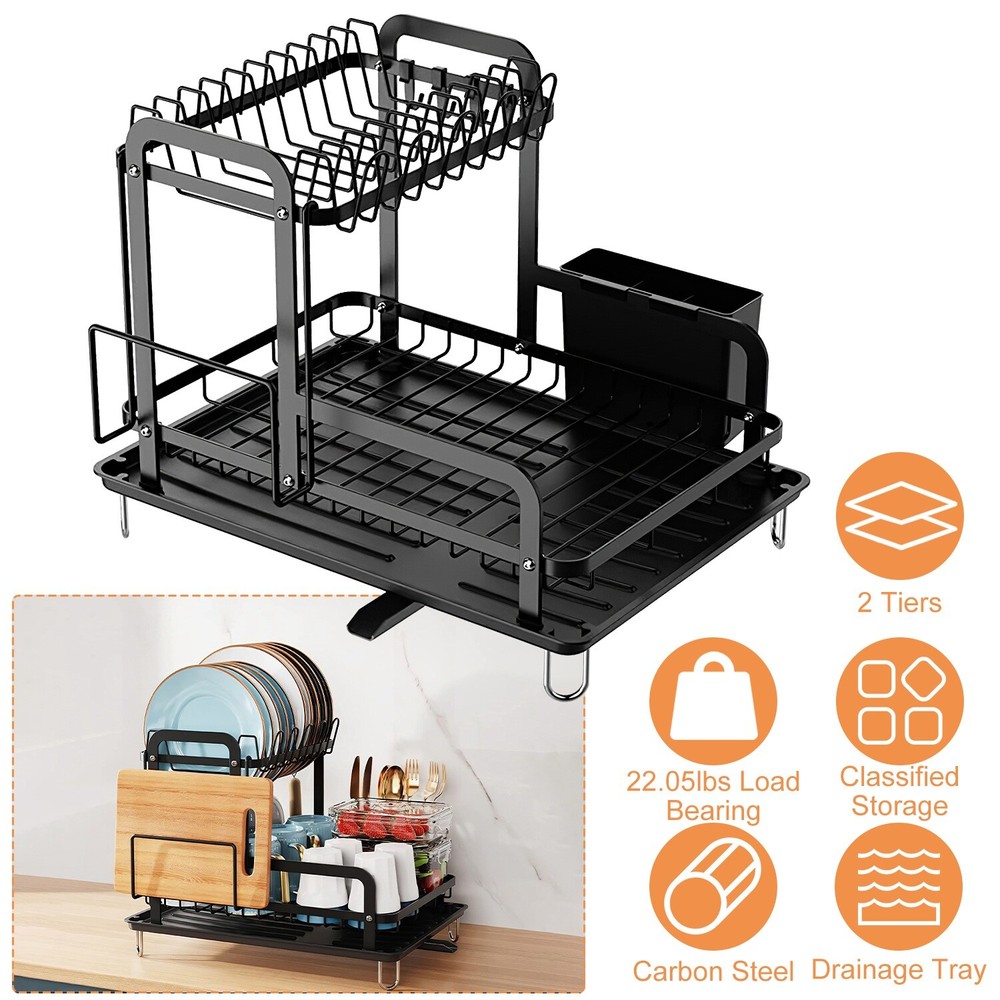 Dish Drying Rack -2 Tier Large Capacity Dish Rack-Dish Racks for Kitchen Counter