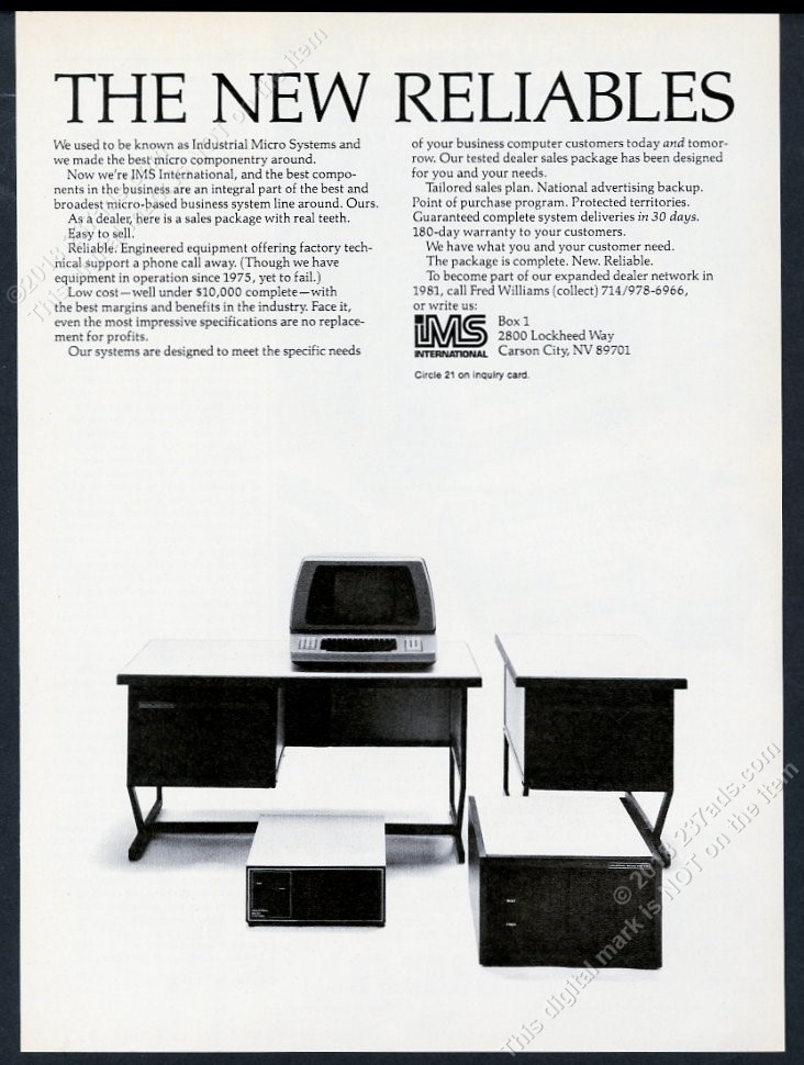 1981 IMS Industrial Micro Systems International computer photo vintage print ad