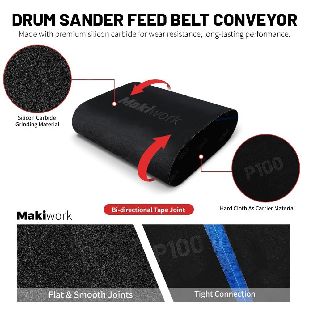Drum Sander Conveyor Feed Belt Compatible with SuperMax 19-38 Drum Sander - 1...