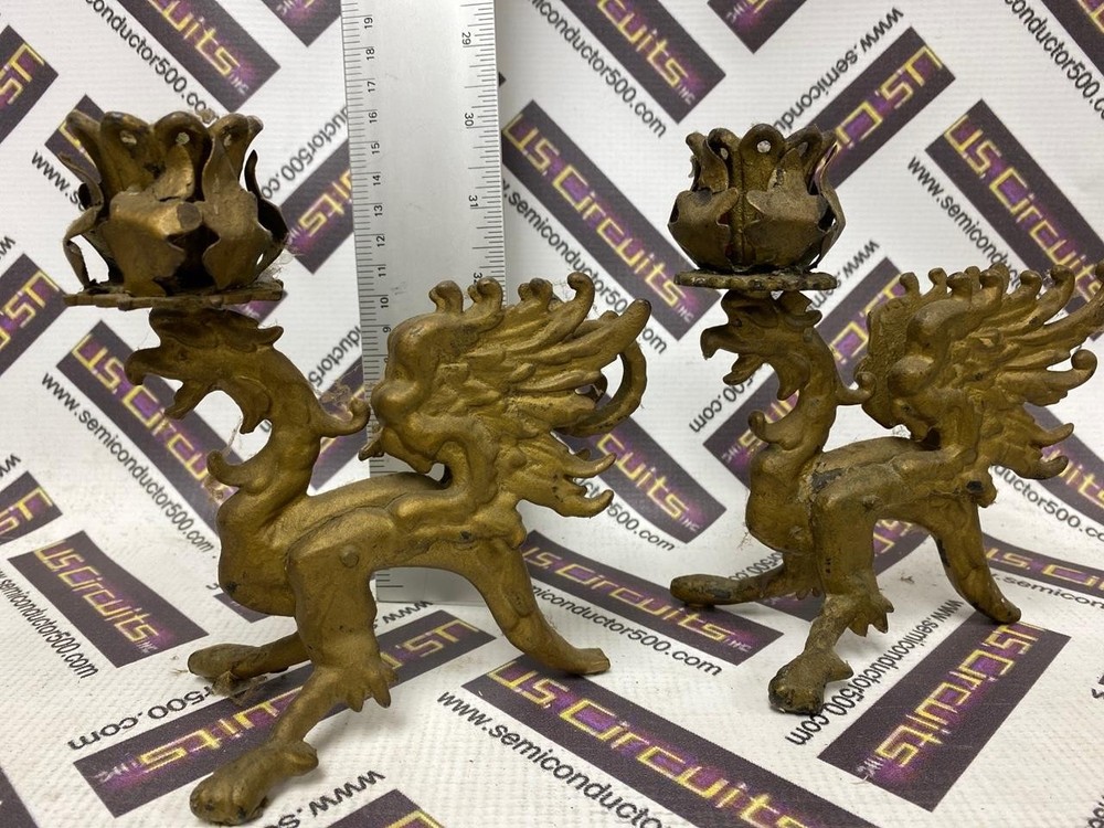 2 OLD Dragon Candlesticks from house from 1845- Maybe Brass