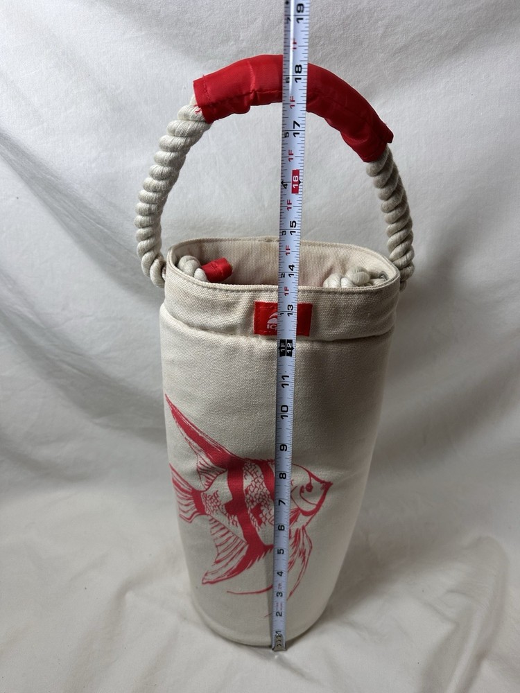 Igloo Canvas Insulated Wine Bottle Cooler Bag Rope Handle Drawstring Red