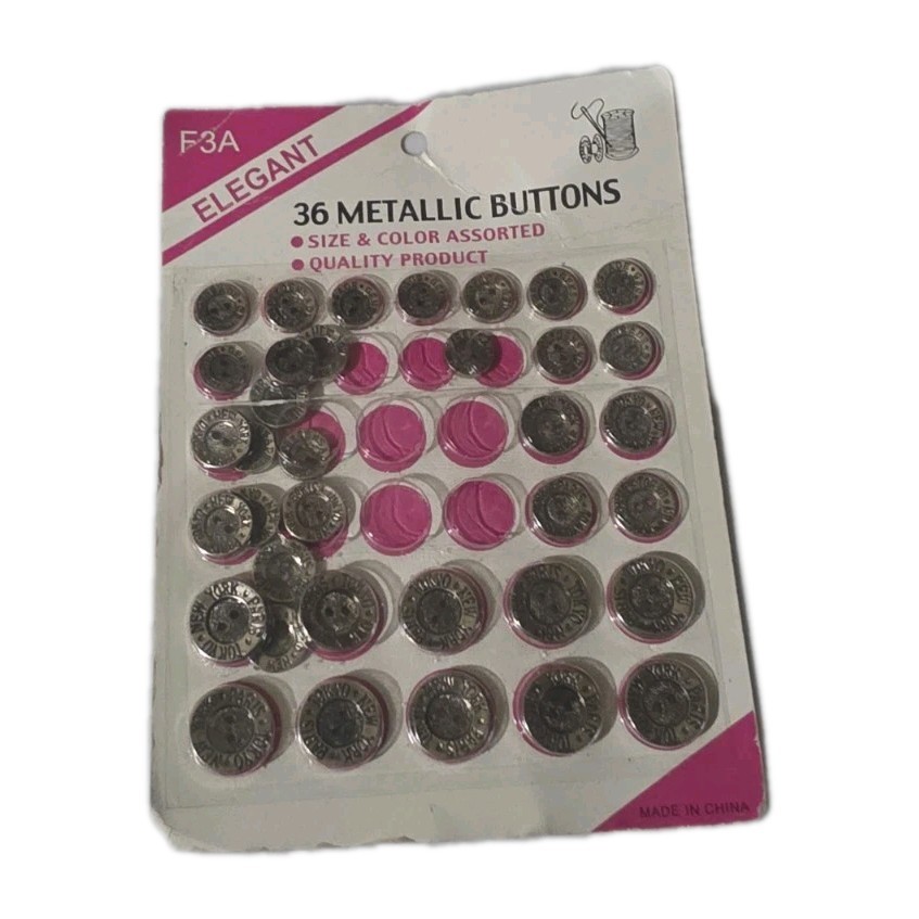 Vintage "Elegant" Metallic Button Pack – 36 Pieces – New Old Stock