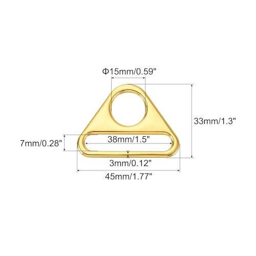 Triangle Buckle Adjuster, Triangle D Ring Adjuster Connector 1.5" K Gold