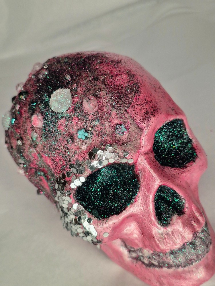 handmade halloween  jeweled skull decorations