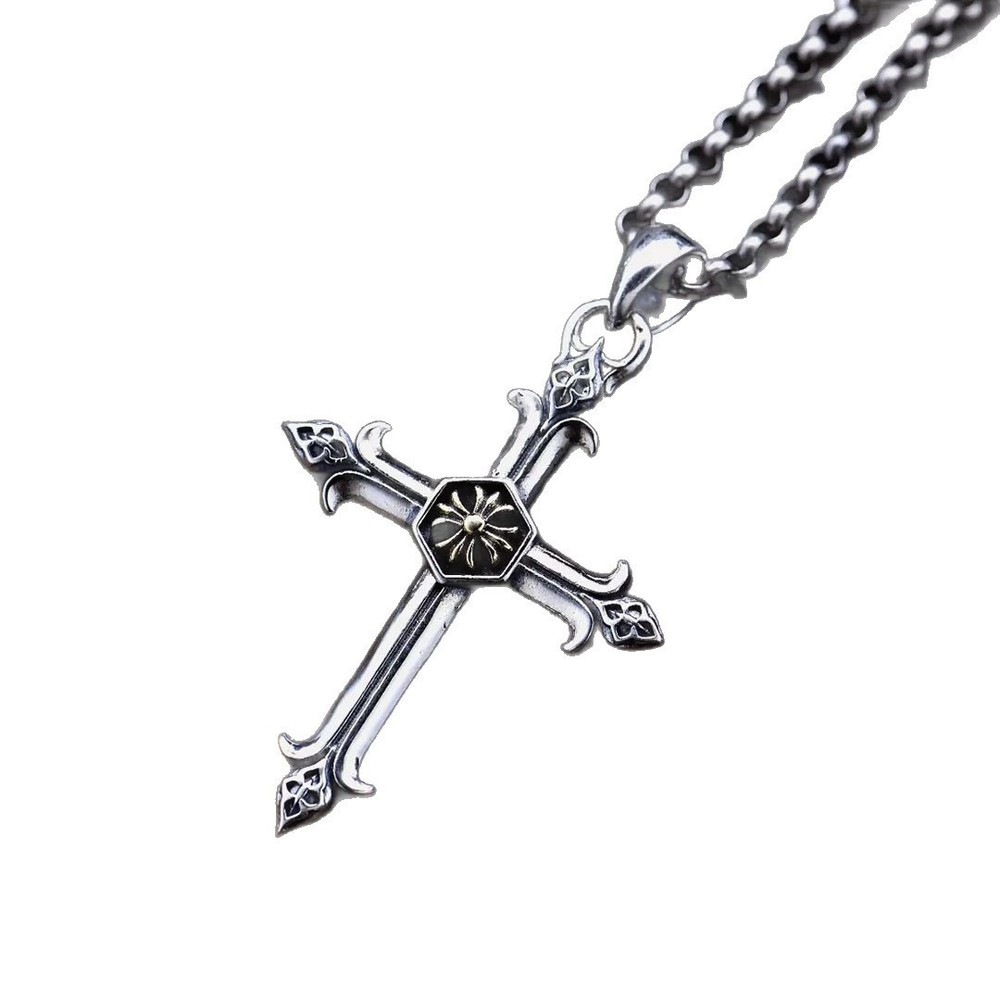 Flared Cross Pendant Solid 925 Sterling Silver Victorian Gothic Jewelry