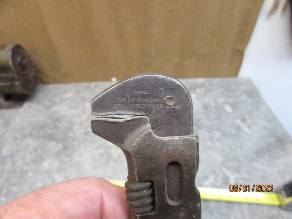 antique miniture monkey wrench pipe wrench SPRINGFIELD DROP FORGING