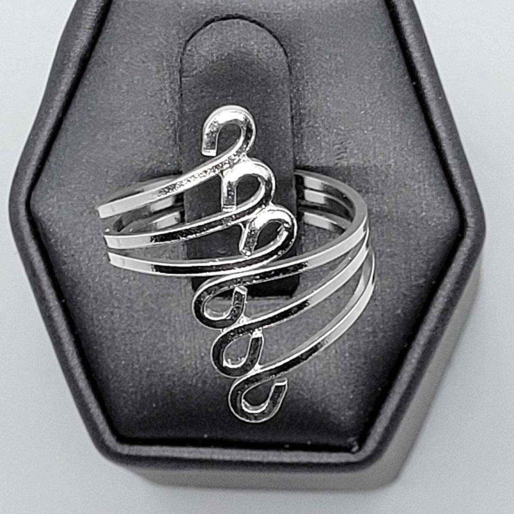 Triple Curls Wrap Silver Ring - 9