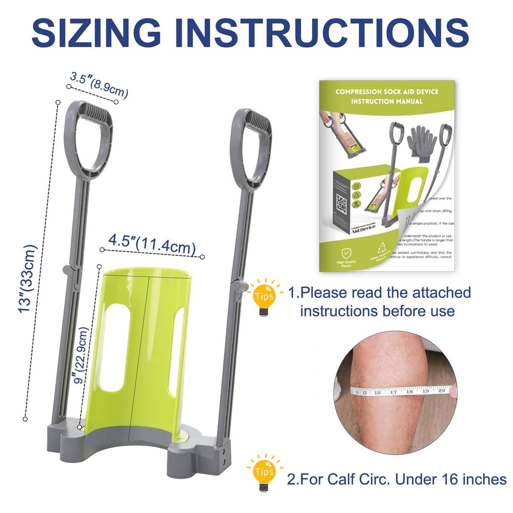 Compression Sock Aid Device | Size for Leg Circ 16 in or Less | Helper...