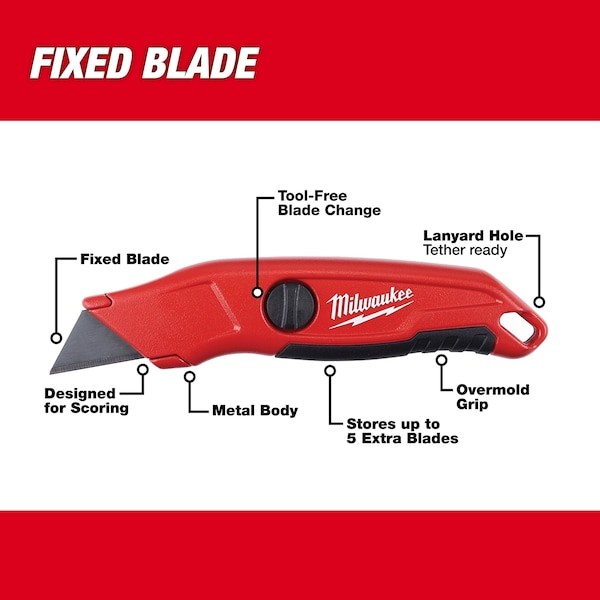 Milwaukee Tool 48-22-1513 Fixed Blade Utility Knife