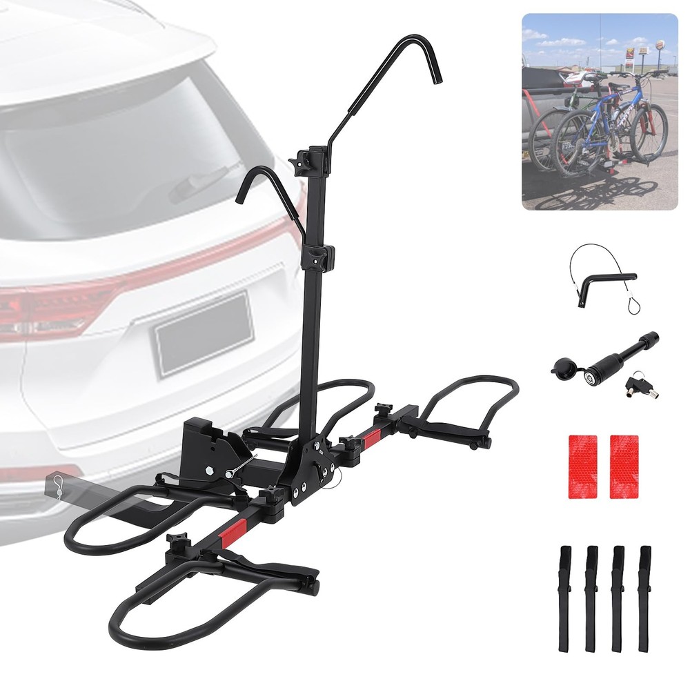 ⭐NEW,Foldable Bicycle Tail Rack,Tilting 2 Ebike Rack Platform for Car,SUV,Trucks