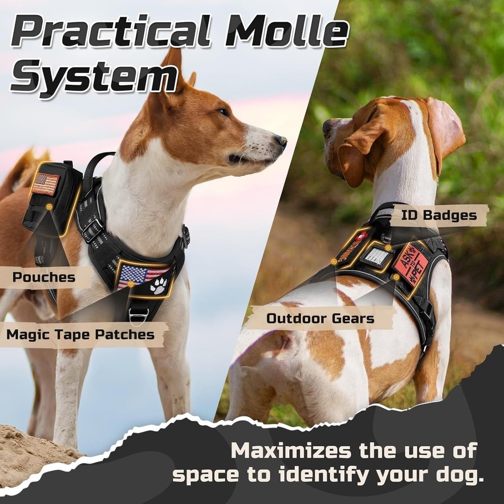 No Pull Tactical Dog Harness Large Black
