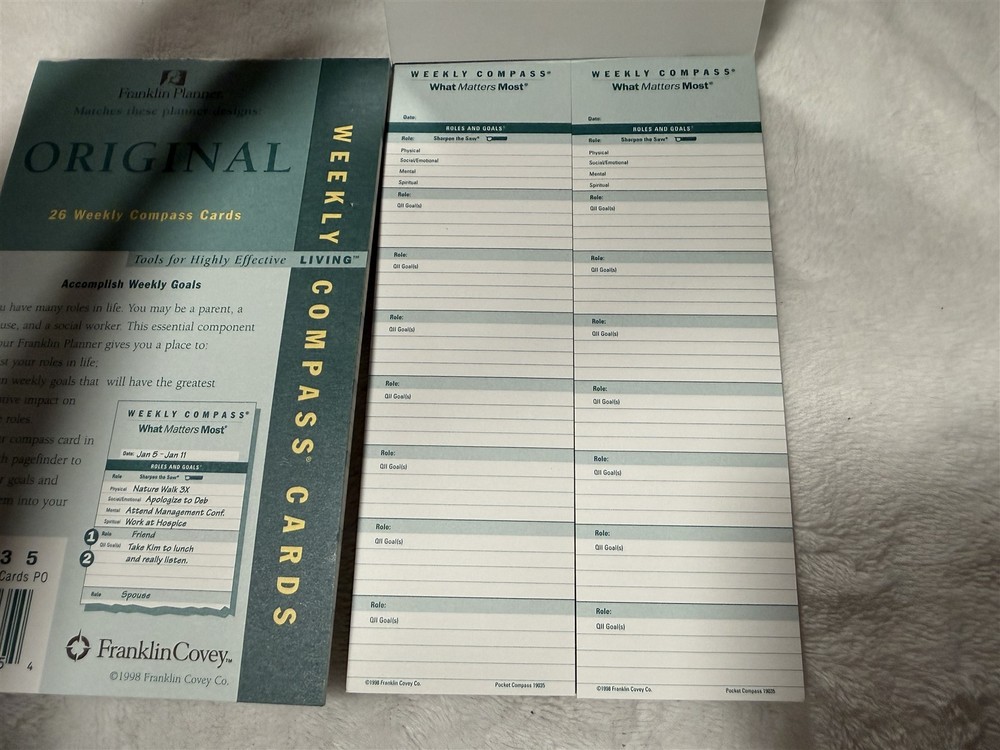 2 PACK FRANKLIN PLANNER ORIGINAL 26 WEEK COMPASS CARDS 19035