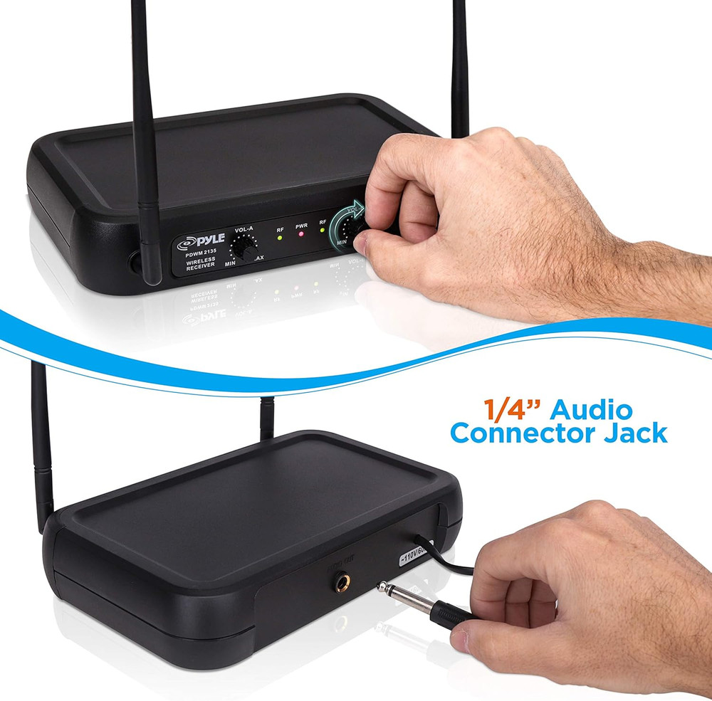 Dual Channel Wireless Microphone System with 2 Handheld Mics and Accessories - V