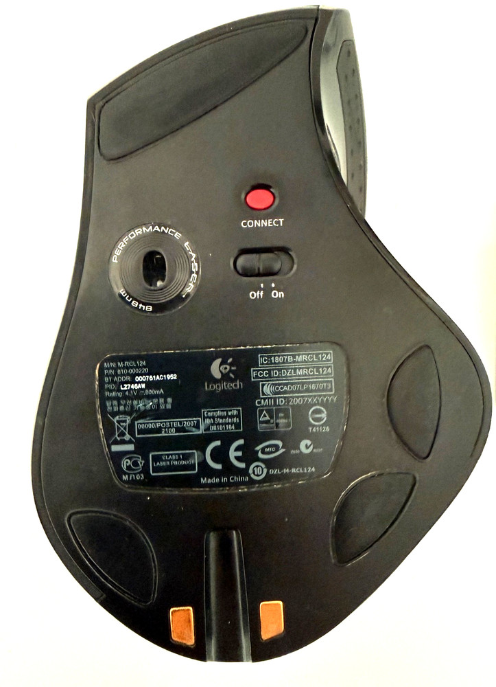 Logitech MX Revolution MX 5500 Mouse M-RCL124 w/ Charging Dock & USB Transceiver