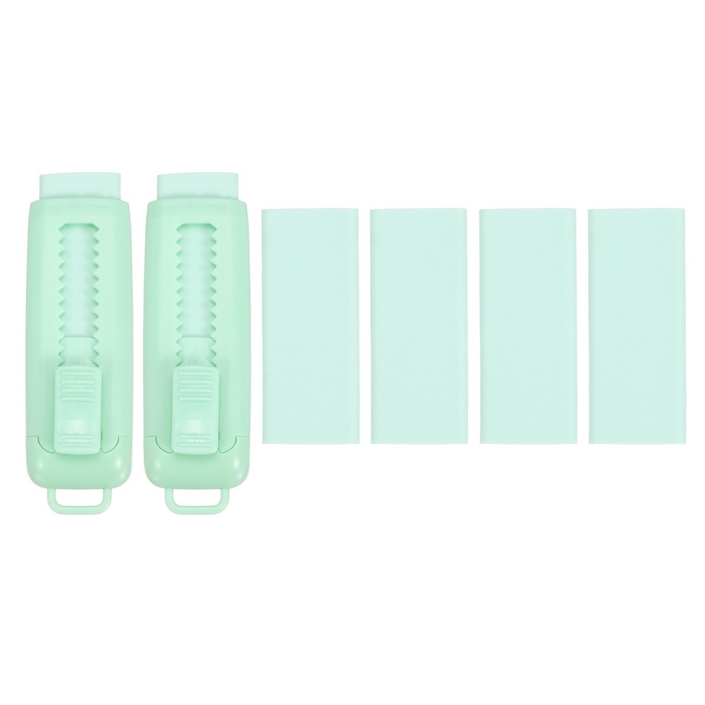 2+4Pack Erasers, Sliding Retractable Eraser Push Pull Pencil Eraser, Light Green