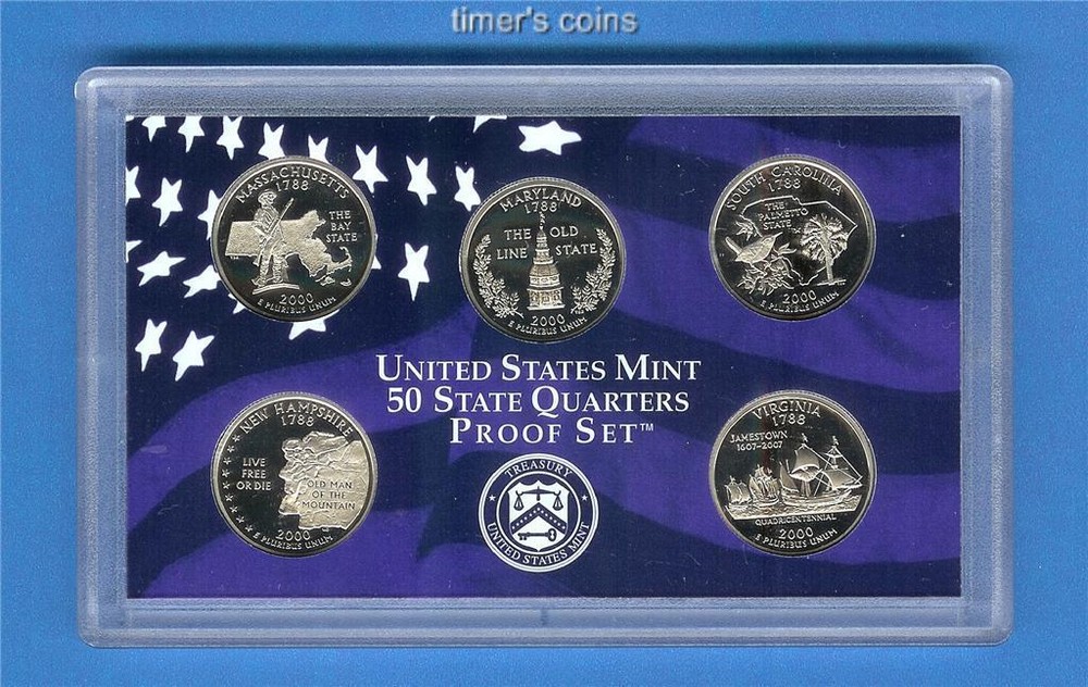2000 Proof State Quarter Set - 5 Coins - No Box/COA