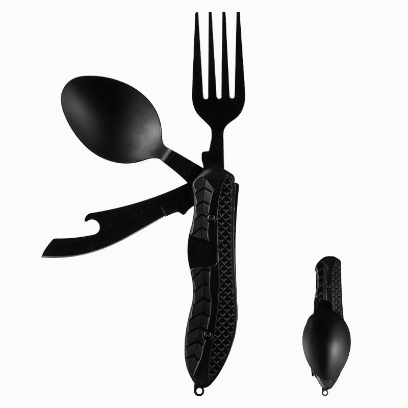 4 In 1 Multifunctional Camping Utensils Foldable Cutlery Combination Tableware