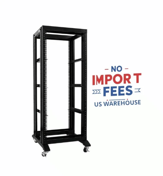 New 27U 4 Post Open Frame Network It Server Rack 17" Deep With L Rails FS USA