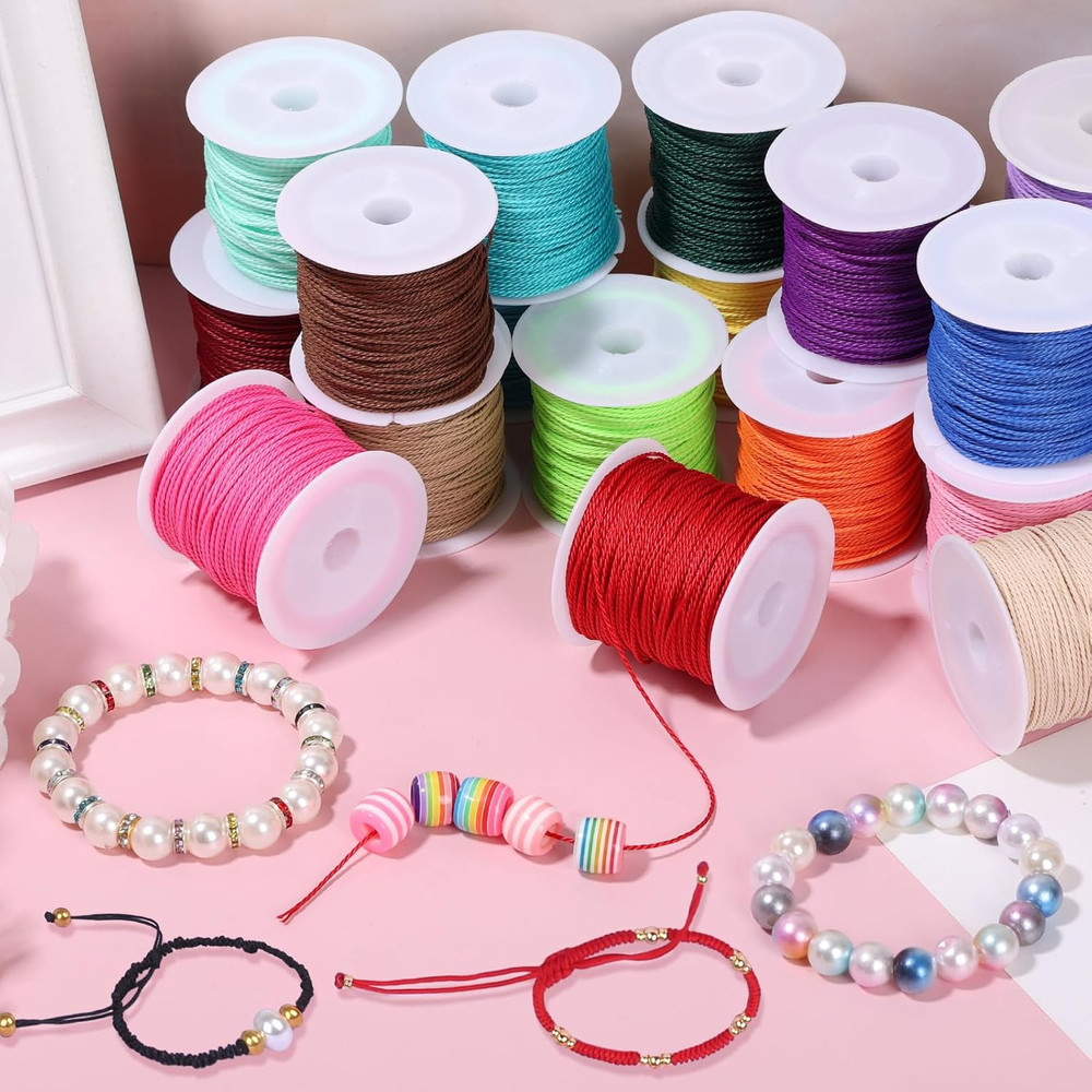 20 Rolls Wax String for Bracelet Making, Waxed Thread Bracelet Cord, Waxed Polye