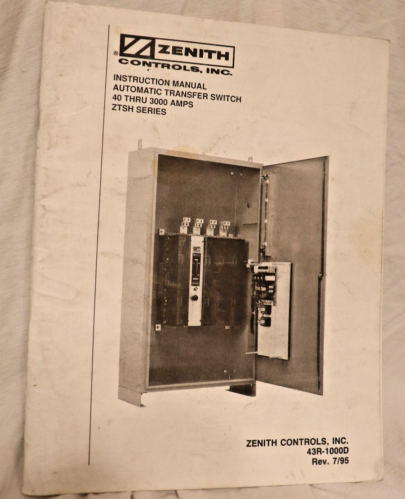 43R-1000D Zenith Controls GE Instruction Manual Transfer Switch Automatic ATS