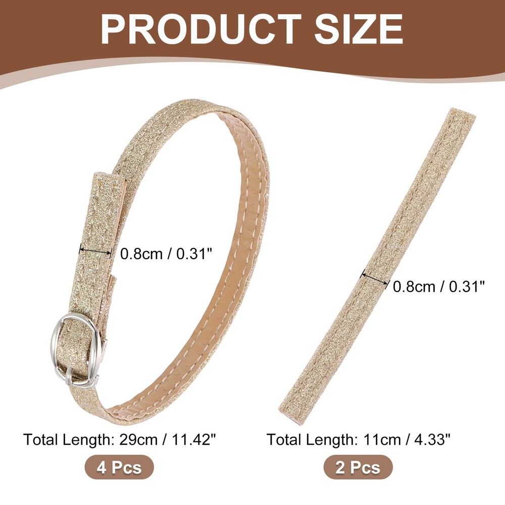 2 Pair Replacement Ankle Strap for Heels Shoe Bands Frosted Light Gold